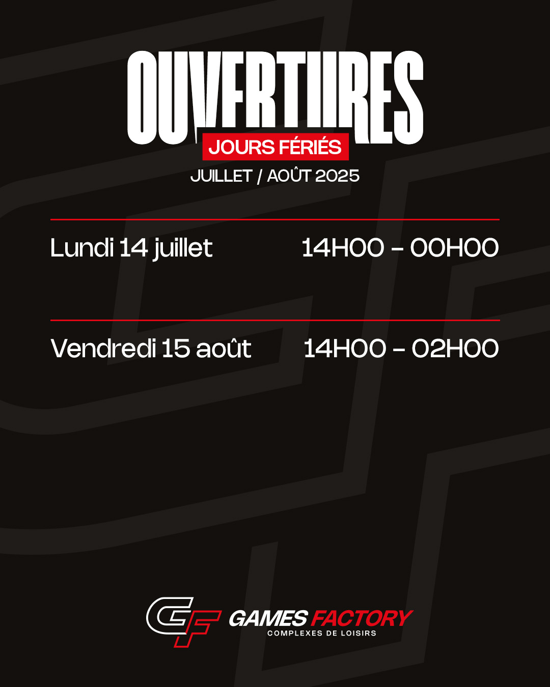 Horaires jours fériés